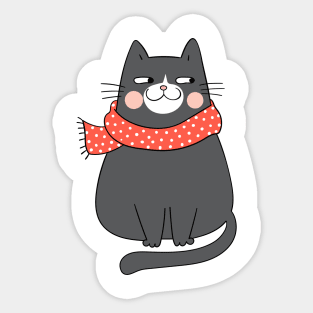 Cute Christmas Cat Design Sticker